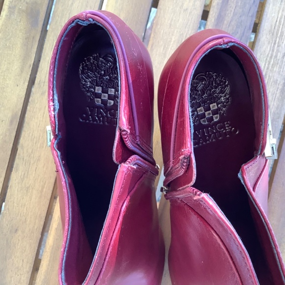 Vince Camuto Red Ankle Boots with Gold Buckle - Picture 7 of 15